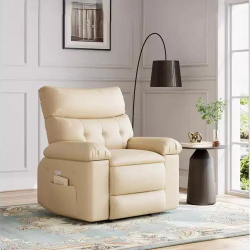 27 Oversized Recliner Chair  PU Leather Manual Recliner with 1.5X Sponge Padding ( for Adults Living Room/Bedroom)