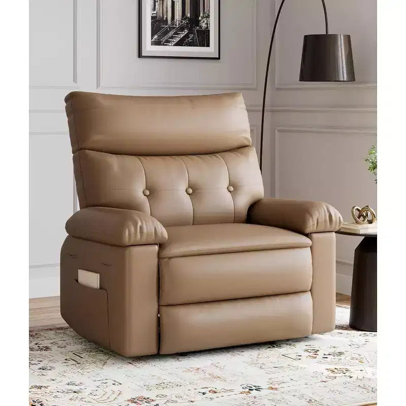 27 Poltrona reclinabile oversize in pelle PU, reclinabile manuale con imbottitura in spugna 1.5X (per soggiorno/camera da letto adulti)
