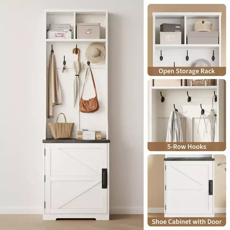 77 Mobile ingresso moderno con scarpiera e appendiabiti, robusto organizzatore da ingresso per corridoio, armadietto indipendente e appendino