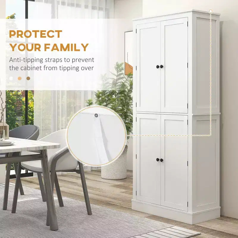 Dispensa da cucina da 72" mobile moderno alto da cucina con 5 ripiani contenitori 8 portaspezie cassetto