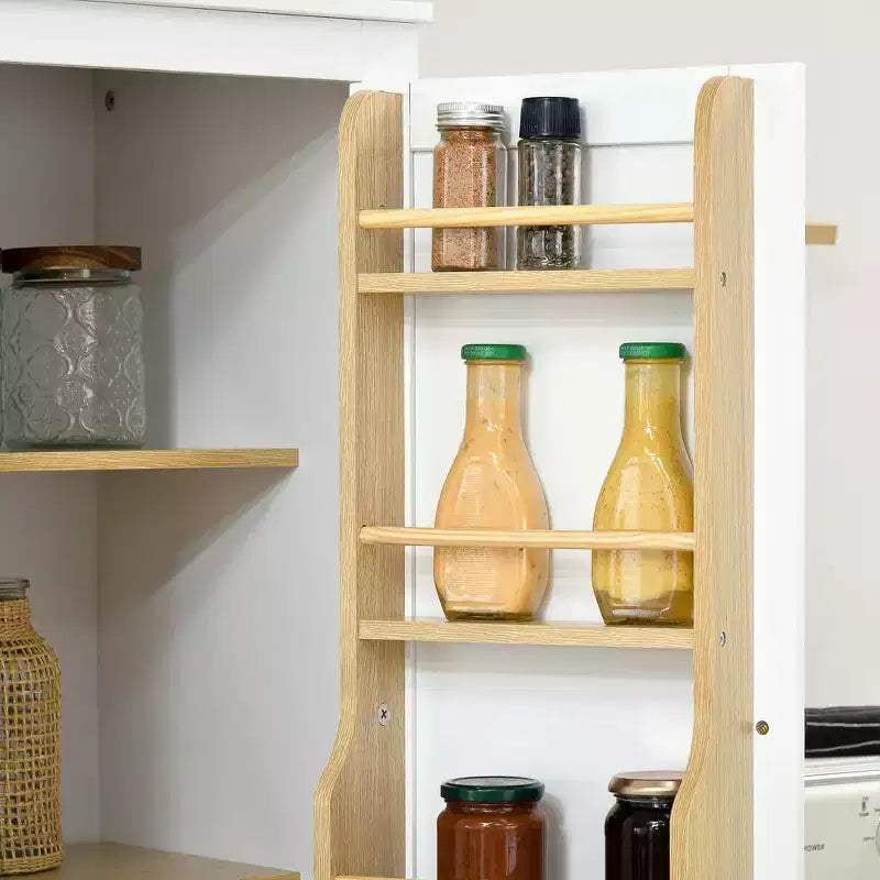 Dispensa da cucina da 72" mobile moderno alto da cucina con 5 ripiani contenitori 8 portaspezie cassetto