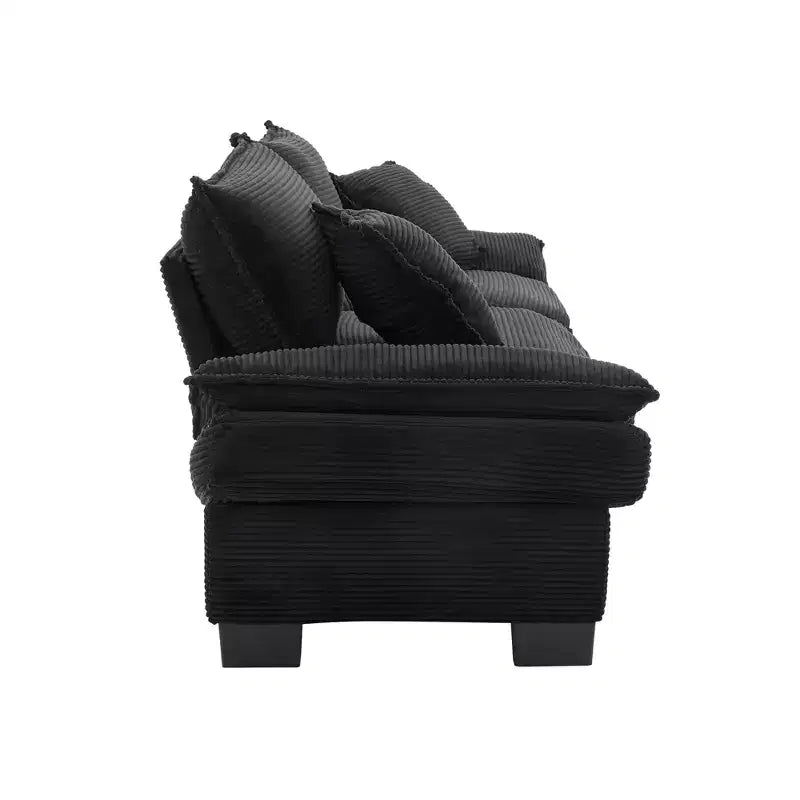 Divanetto in Velluto a Coste, Imbottito, con Seduta Profonda e Confortevole, con Cuscini, per Camera da Letto, Soggiorno, Ufficio, Nero