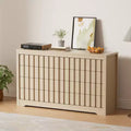 Cassettiera scanalata per camera da letto, comò moderno in legno senza maniglie, organizzatore per armadio in legno con contenitore profondo per soggiorno.