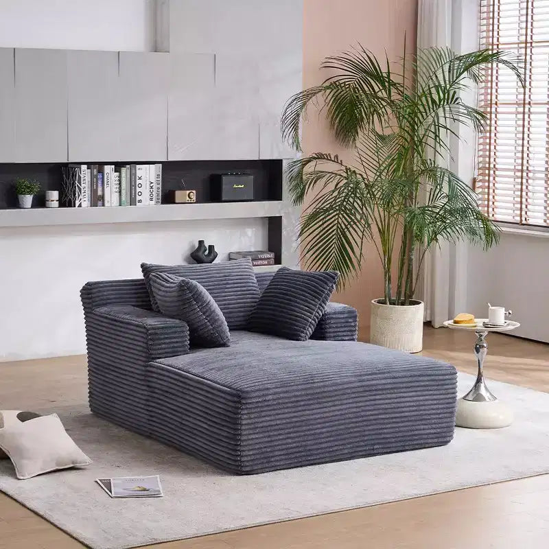 Divano letto in velluto a coste oversize moderno con cuscini, seduta profonda, divano singolo per soggiorno, appartamento, camera degli ospiti