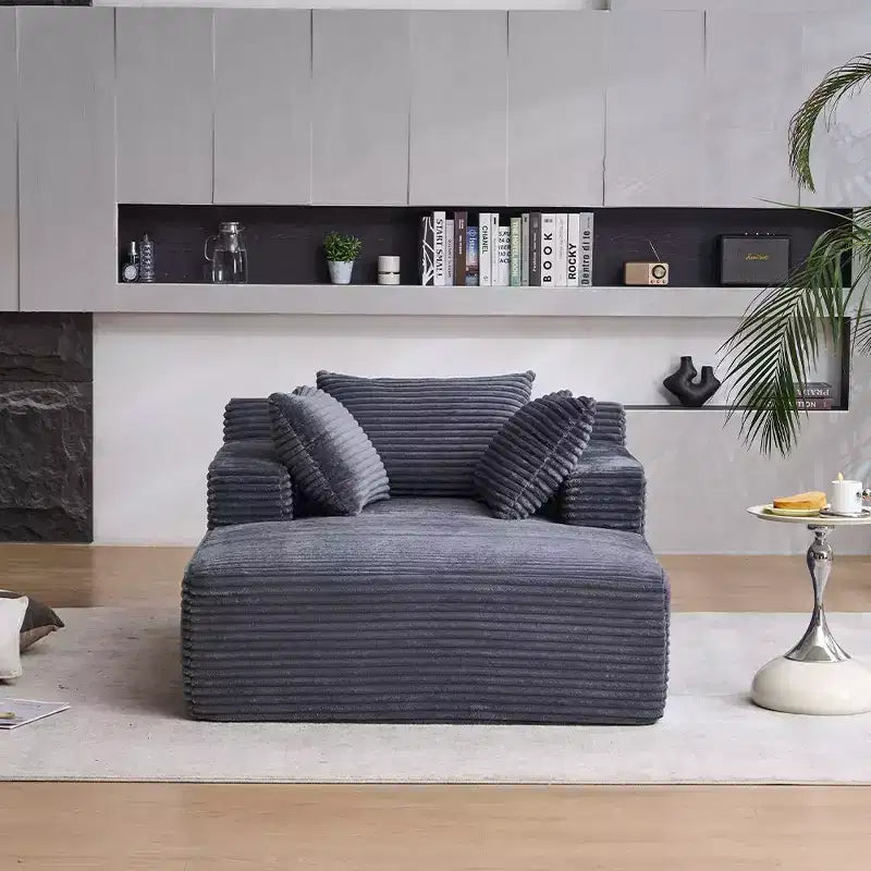 Divano letto in velluto a coste oversize moderno con cuscini, seduta profonda, divano singolo per soggiorno, appartamento, camera degli ospiti