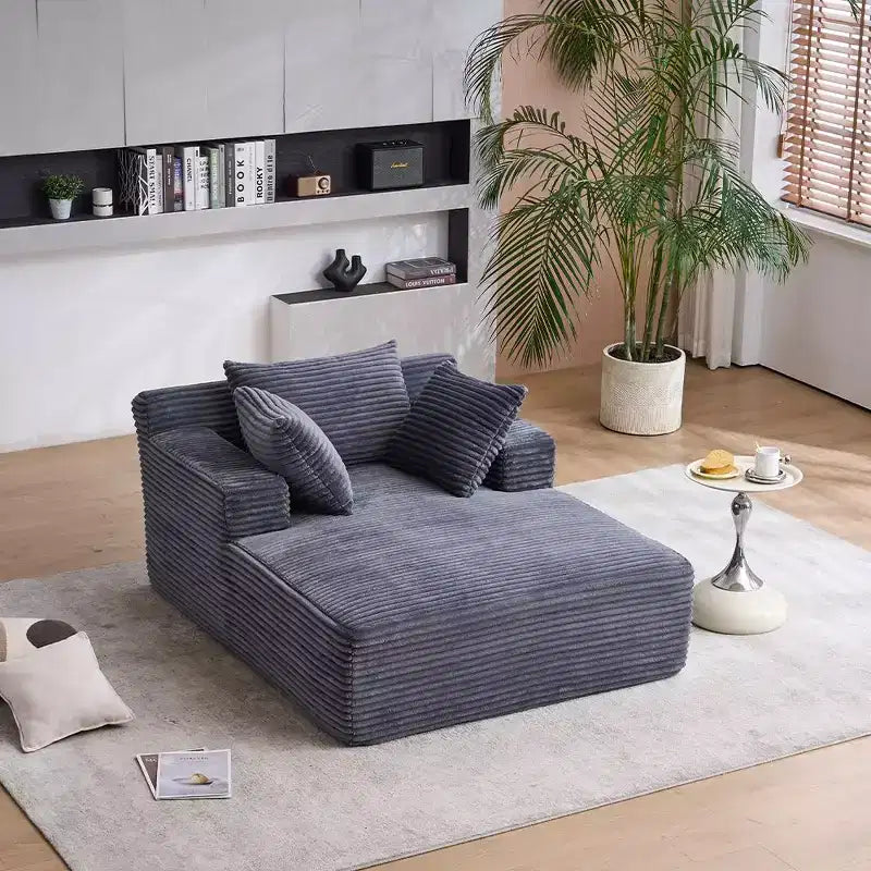 Divano letto in velluto a coste oversize moderno con cuscini, seduta profonda, divano singolo per soggiorno, appartamento, camera degli ospiti