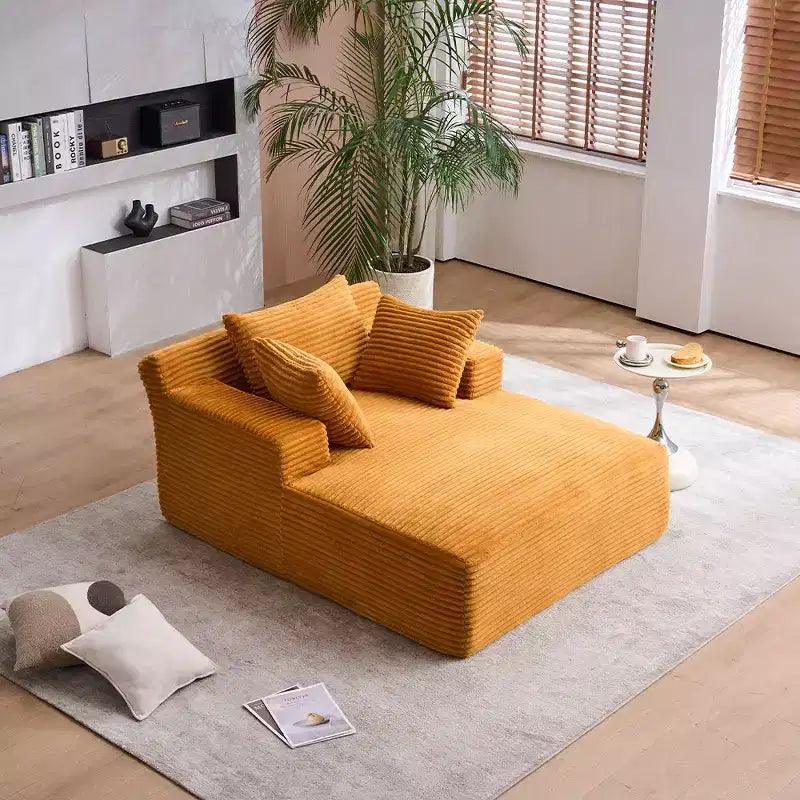 Divano letto in velluto a coste oversize moderno con cuscini, seduta profonda, divano singolo per soggiorno, appartamento, camera degli ospiti