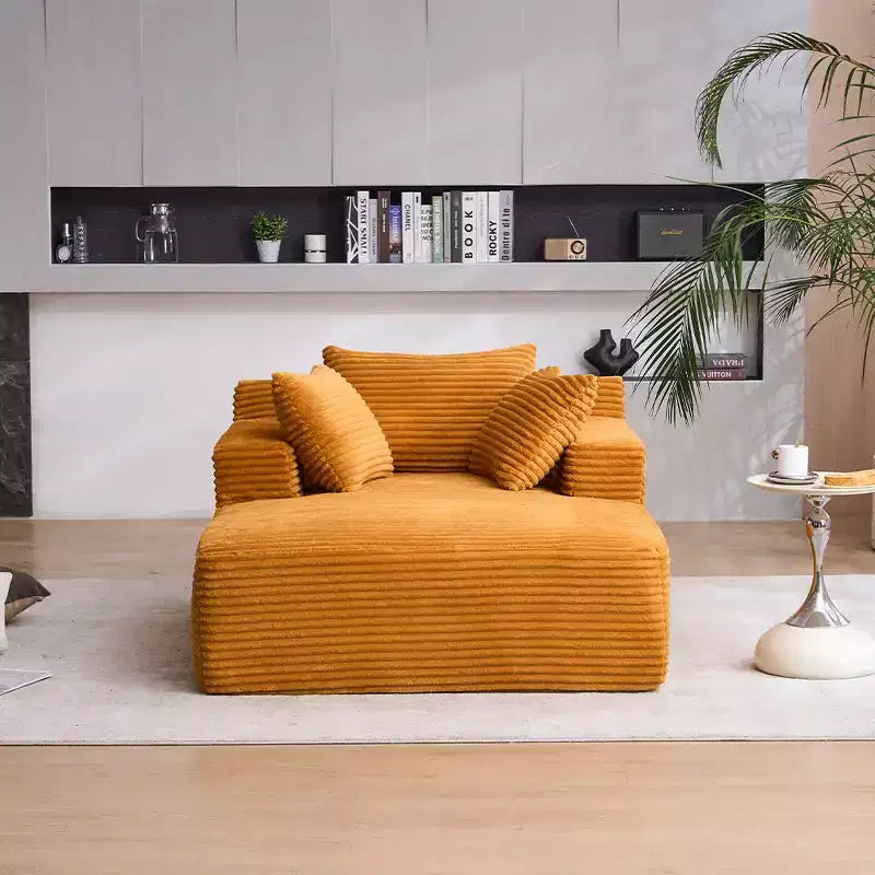 Divano letto in velluto a coste oversize moderno con cuscini, seduta profonda, divano singolo per soggiorno, appartamento, camera degli ospiti