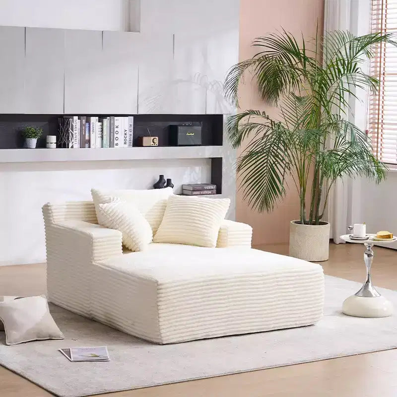 Divano letto in velluto a coste oversize moderno con cuscini, seduta profonda, divano singolo per soggiorno, appartamento, camera degli ospiti