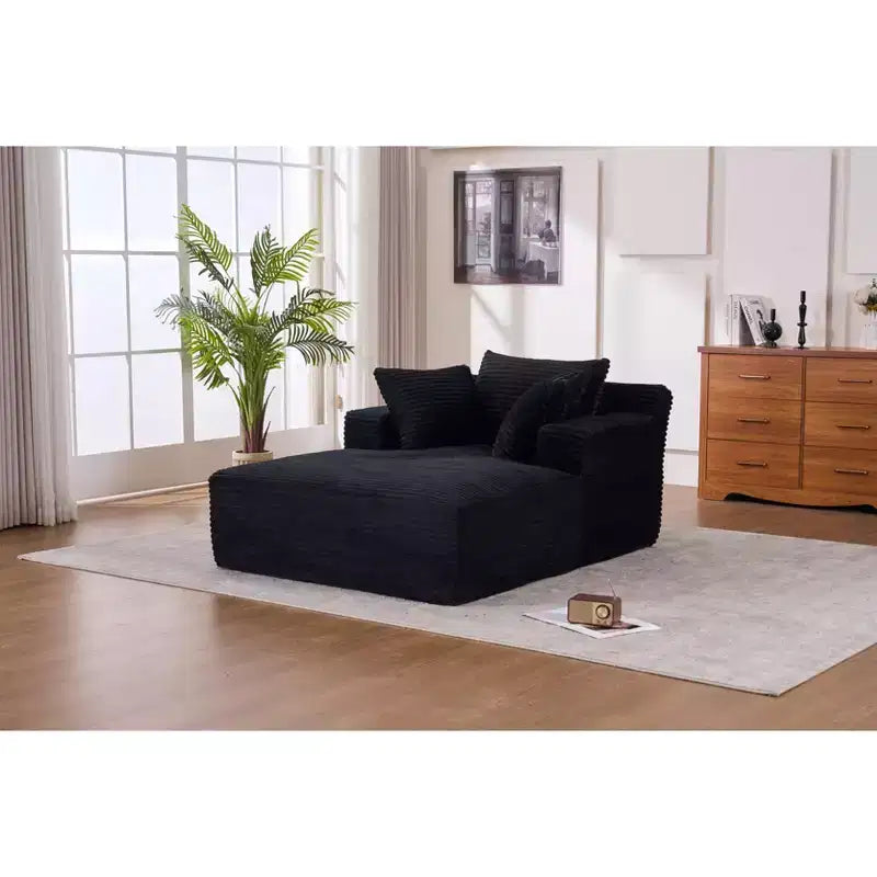 Divano letto in velluto a coste oversize moderno con cuscini, seduta profonda, divano singolo per soggiorno, appartamento, camera degli ospiti