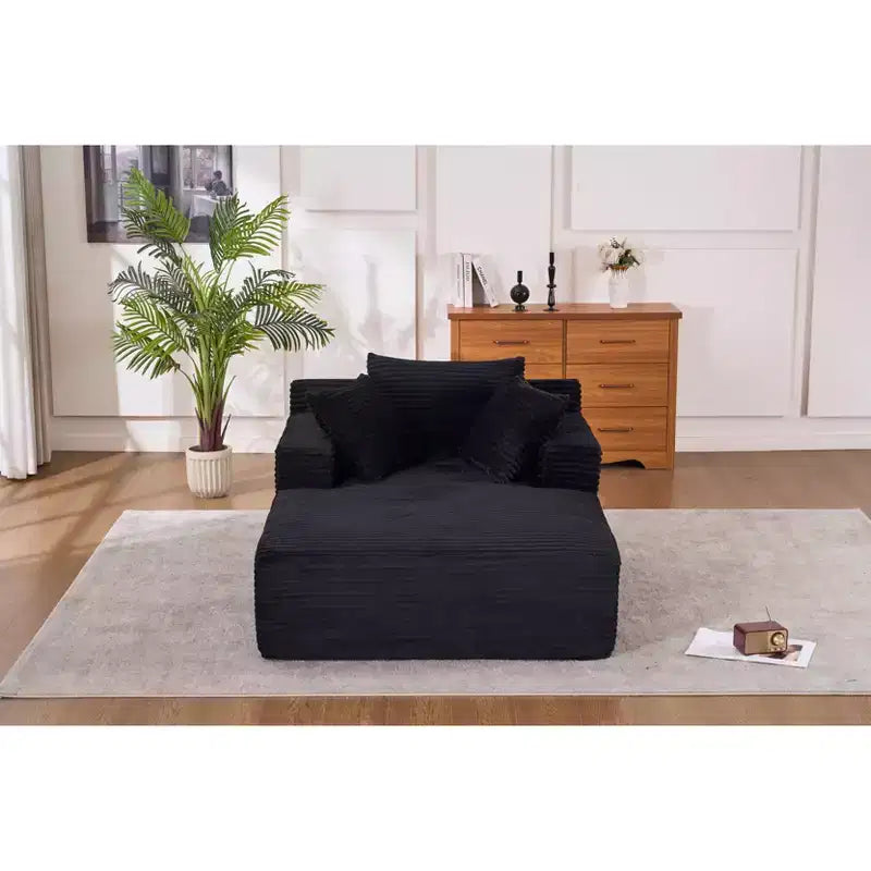 Divano letto in velluto a coste oversize moderno con cuscini, seduta profonda, divano singolo per soggiorno, appartamento, camera degli ospiti