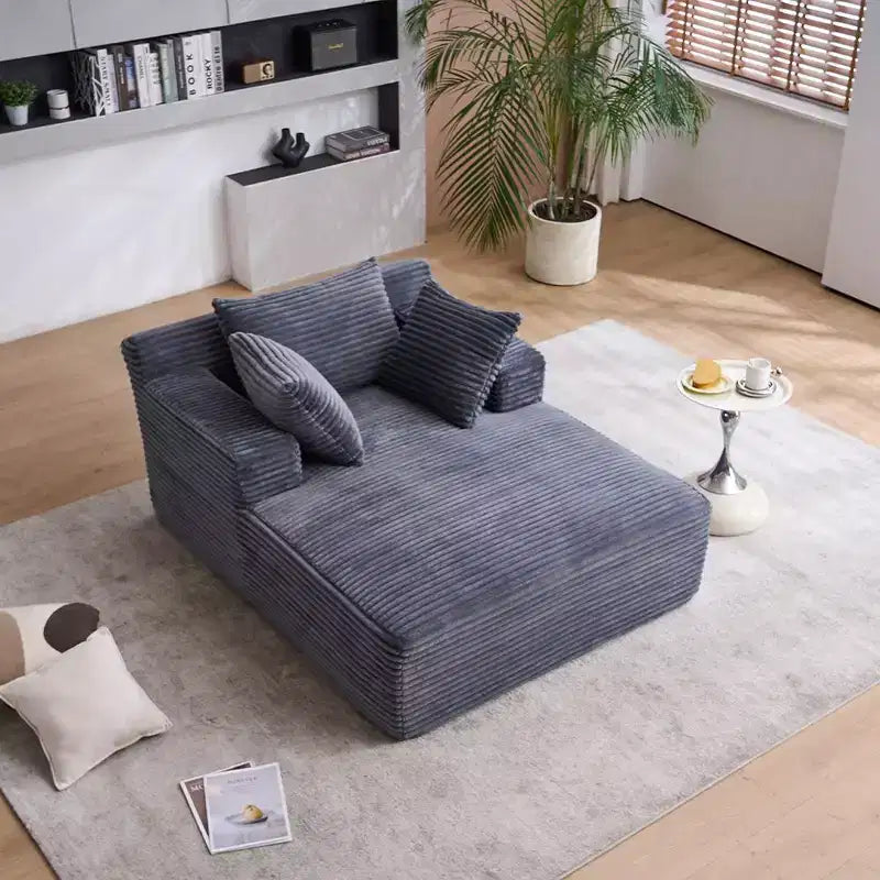 Divano letto in velluto a coste oversize moderno con cuscini, seduta profonda, divano singolo per soggiorno, appartamento, camera degli ospiti