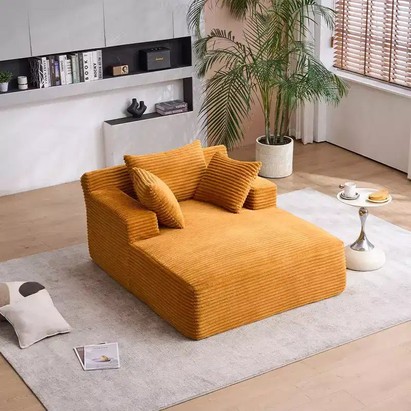 Divano letto in velluto a coste oversize moderno con cuscini, seduta profonda, divano singolo per soggiorno, appartamento, camera degli ospiti