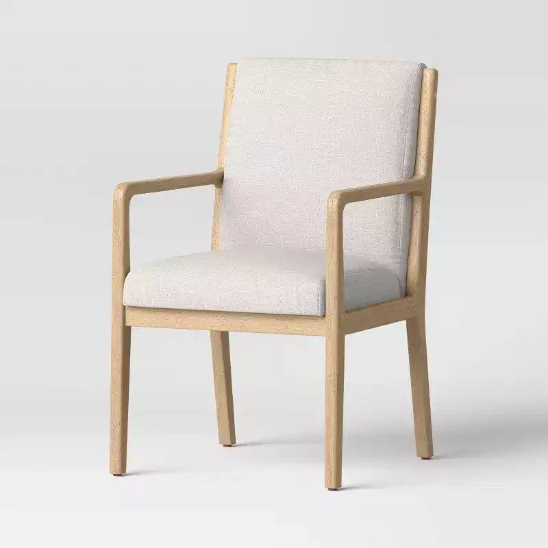 Sedia da pranzo in legno con braccioli color crema/legno naturale ™