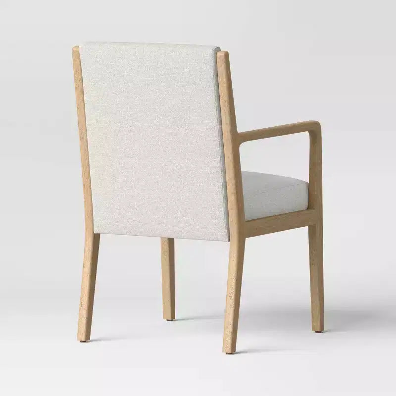 Sedia da pranzo in legno con braccioli color crema/legno naturale ™