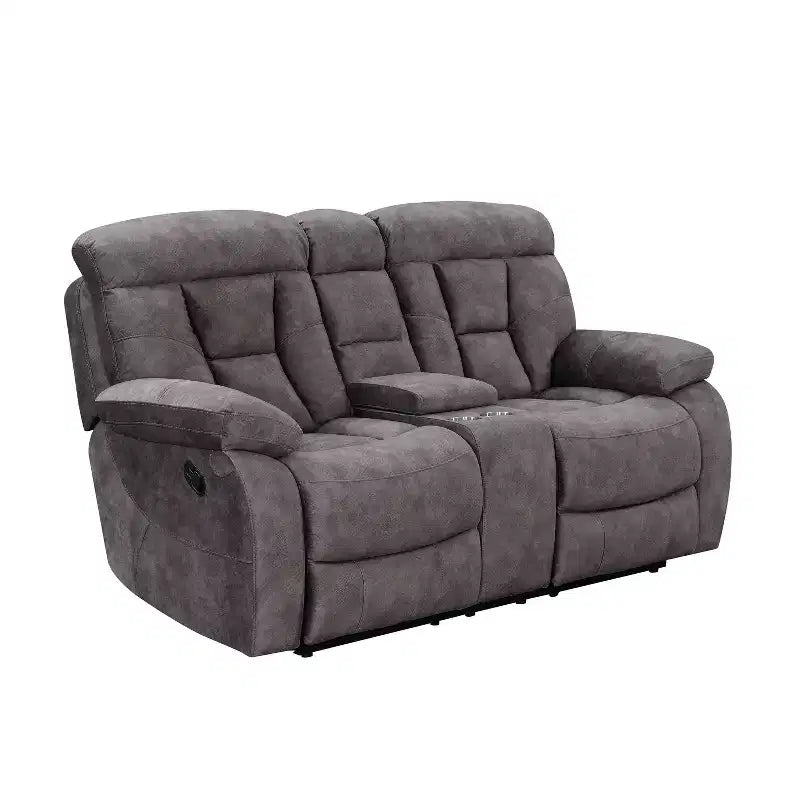 Bogata Upholstered Console Loveseat Mushroom - Steve Silver Co.: Flannel Recliner, Iron Frame, 2-Seater Sofa