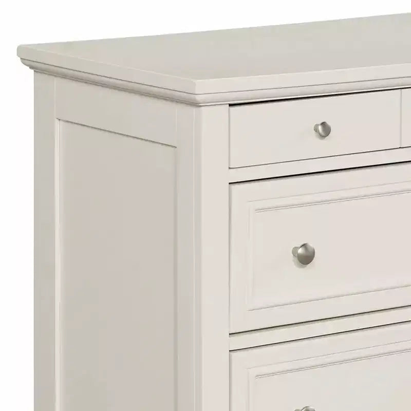 Cassettiera Napoli Bianco Sporco: Contenitore da Camera in Legno Massello, Design Verticale a 8 Cassetti, Montaggio Richiesto