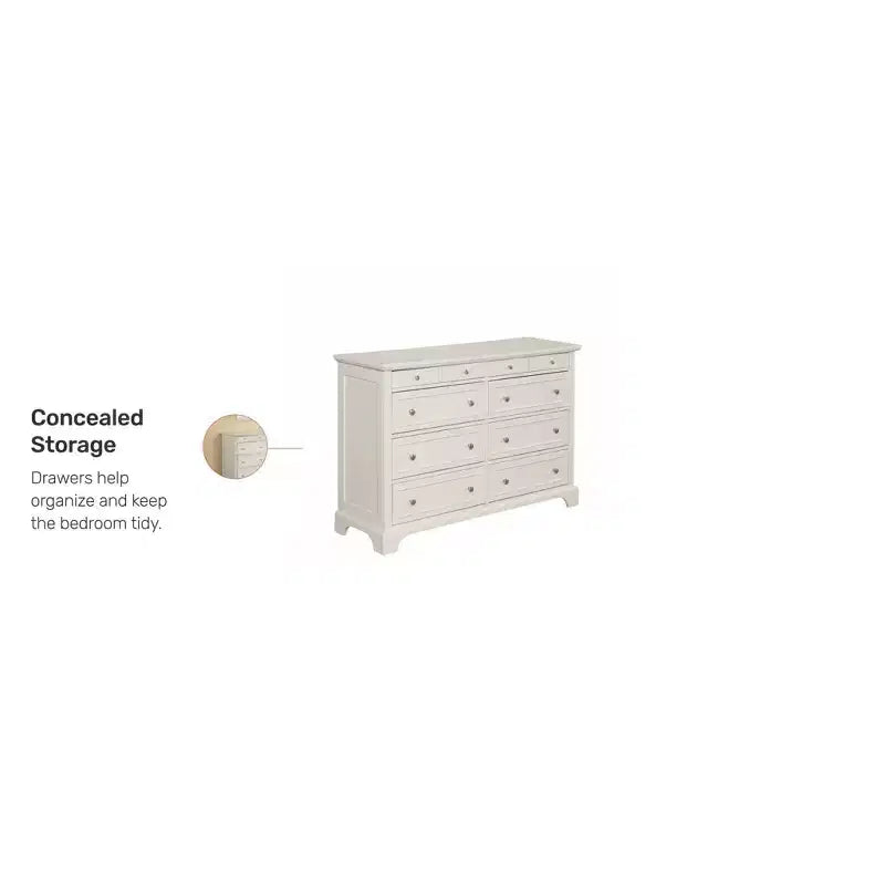 Cassettiera Napoli Bianco Sporco: Contenitore da Camera in Legno Massello, Design Verticale a 8 Cassetti, Montaggio Richiesto