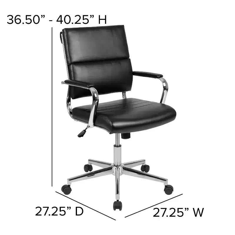 Sedia da Ufficio Girevole Ergonomica, Stile Pannello, Schienale Medio, Sedia da Scrivania per Computer con Braccioli e Base in Metallo Imbottiti