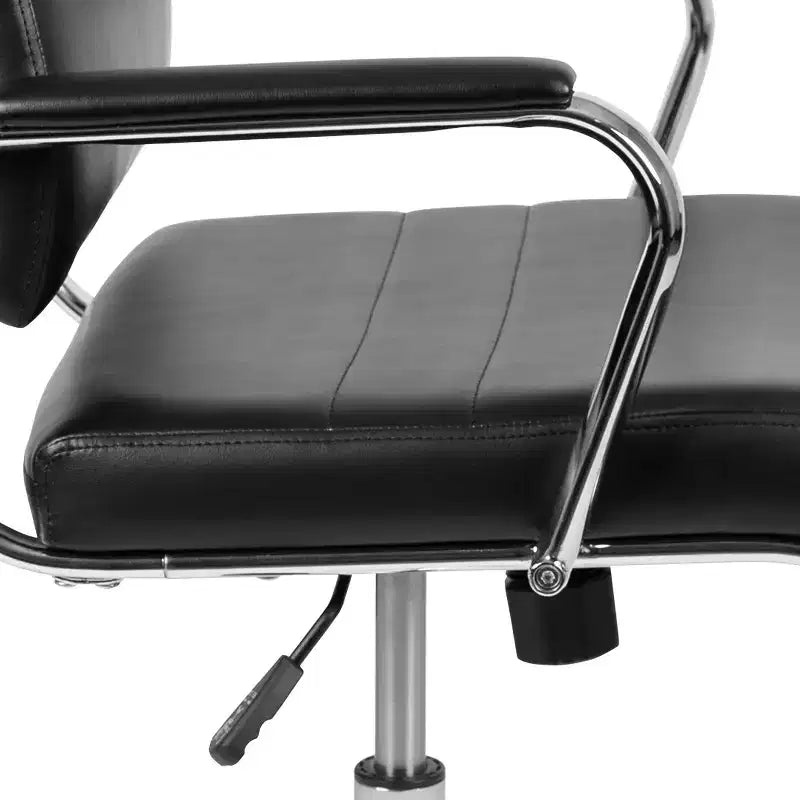 Sedia da Ufficio Girevole Ergonomica, Stile Pannello, Schienale Medio, Sedia da Scrivania per Computer con Braccioli e Base in Metallo Imbottiti