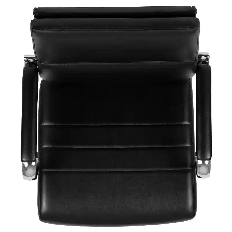 Sedia da Ufficio Girevole Ergonomica, Stile Pannello, Schienale Medio, Sedia da Scrivania per Computer con Braccioli e Base in Metallo Imbottiti