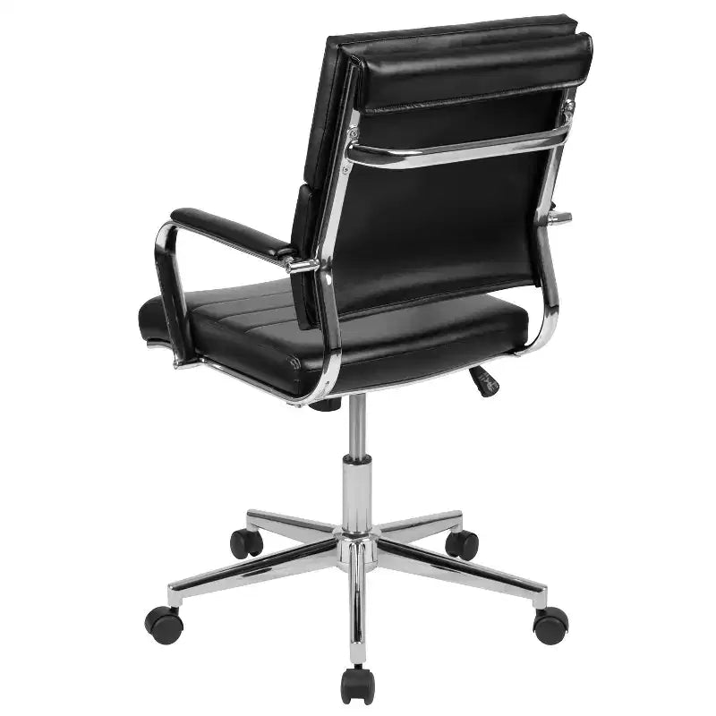 Sedia da Ufficio Girevole Ergonomica, Stile Pannello, Schienale Medio, Sedia da Scrivania per Computer con Braccioli e Base in Metallo Imbottiti